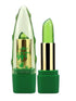A Sweet Deals Aloe Vera Gel Color Changing Lipstick Gloss in a unique, translucent aloe vera-themed case, with golden accents and black stripes on the tube, emphasizing a fresh and natural cosmetic style.