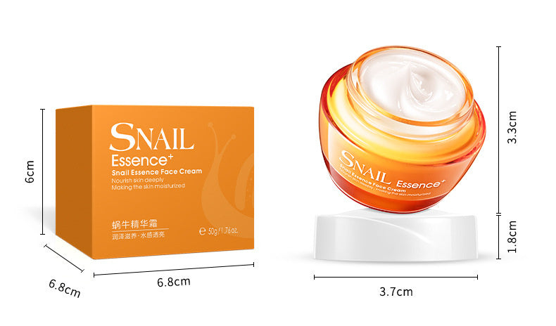 An image showcasing Sweet Deals Facial Moisturizing Cream Lotion Skin Care Products with dimensions. On the left, a 6x6.8 cm orange box labeled in English and Chinese. On the right, an open jar with