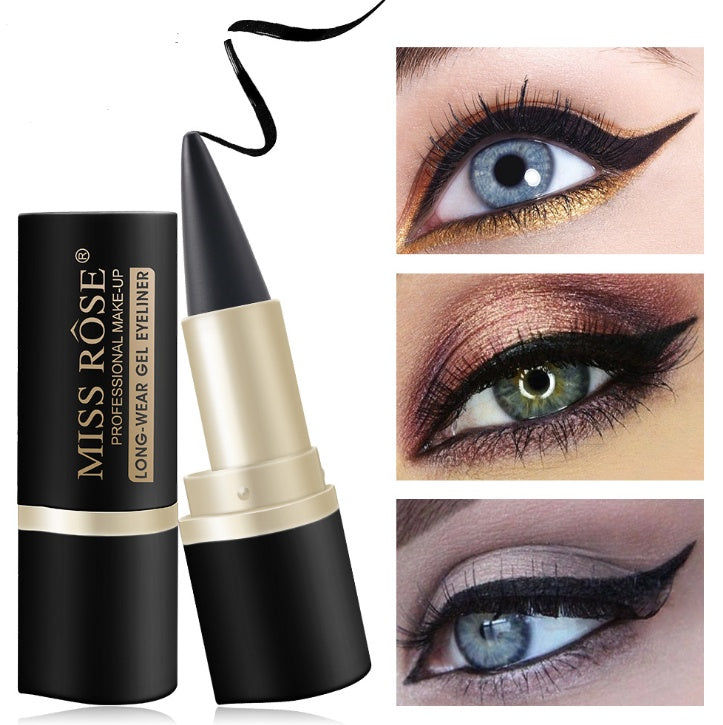 Collage showing Sweet Deals Waterproof Black Eyeliner Liquid Eye Liner Pen Pencil Gel Beauty Makeup Cosmetic Eyelashes with close-up images of three different smoky eye makeup styles utilizing the product.