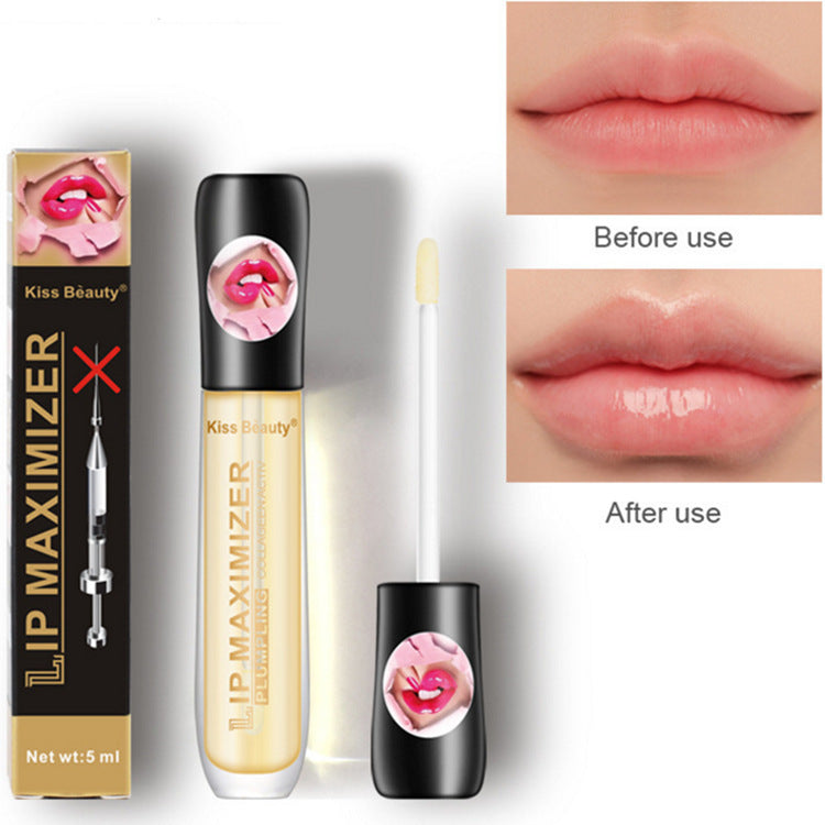 Advertisement for Sweet Deals Transparent Abundant Lip Oil Moisturizes featuring vitamin E and sunflower seed oil. The ad highlights the product’s packaging, applicator, and before-and-after images to demonstrate its volumizing effect.