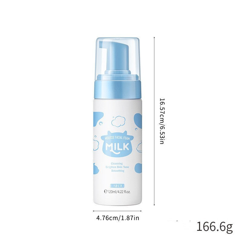 A bottle of Sweet Deals 120ml Pore Cleaning Skin Care Product facial cleansing foam with a pump dispenser, enhanced with hyaluronic acid. The container displays blue bubble motifs and measures 16.5 cm in height and 4.